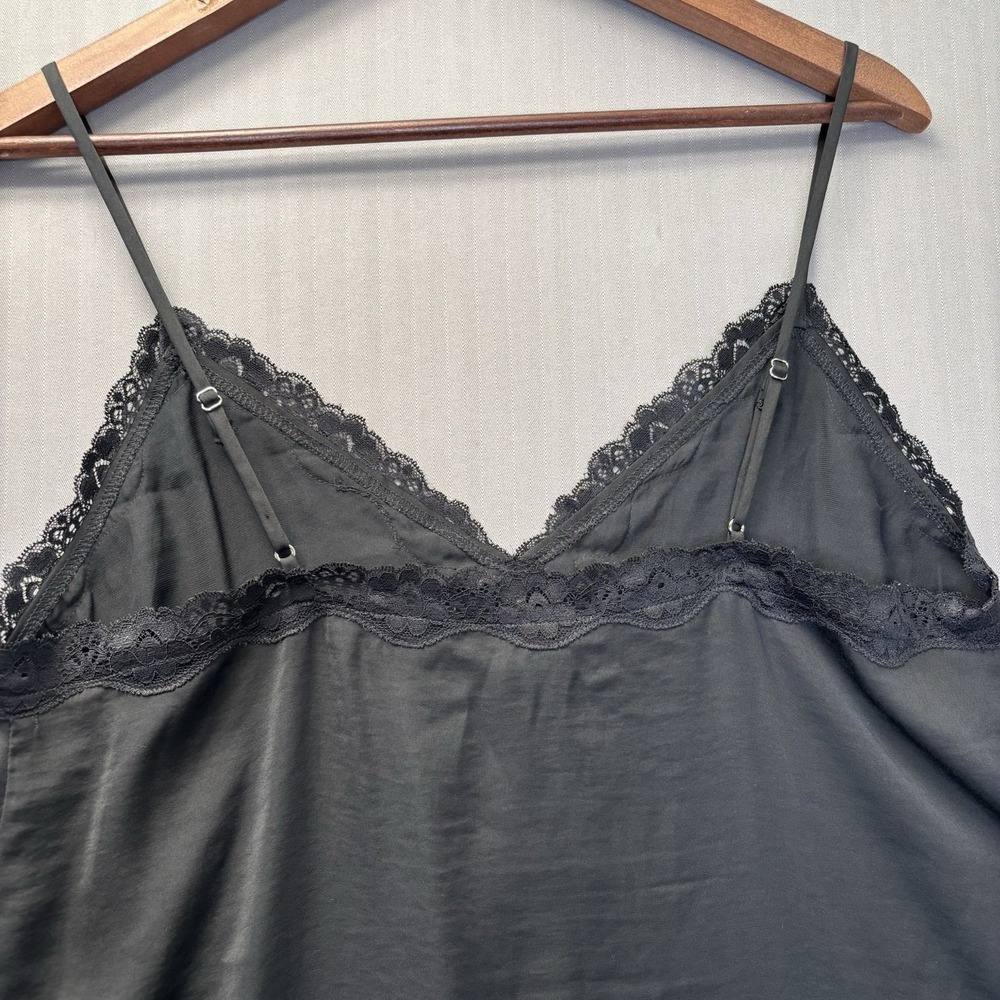 Forever 21 Black Lace Trim Y2K Satin Cami Top Whimsigoth Fairy Grunge - Picture 7 of 9